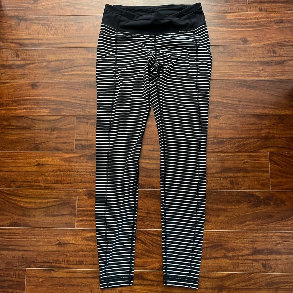 Lululemon black and white striped leggings